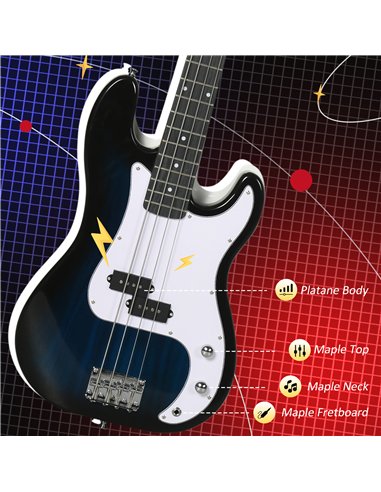 SPORTNOW 4 String Full Size Electric Bass Guitar for Beginners