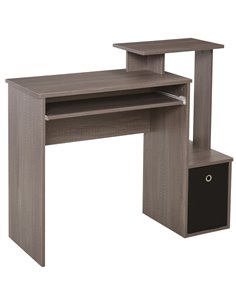 HOMCOM Computer PC Desk with Sliding Keyboard Tray Storage Drawer Shelf, Grey