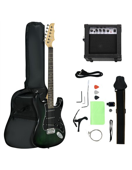 SPORTNOW Six-String Electric Guitar, with 15W Amplifier, Digital Turner, Picks, Shoulder Strap, Case Bag - Dark Green - pic 200331 | FastDaddyshop