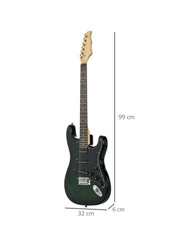 SPORTNOW Six-String Electric Guitar, with 15W Amplifier, Digital Turner, Picks, Shoulder Strap, Case Bag - Dark Green