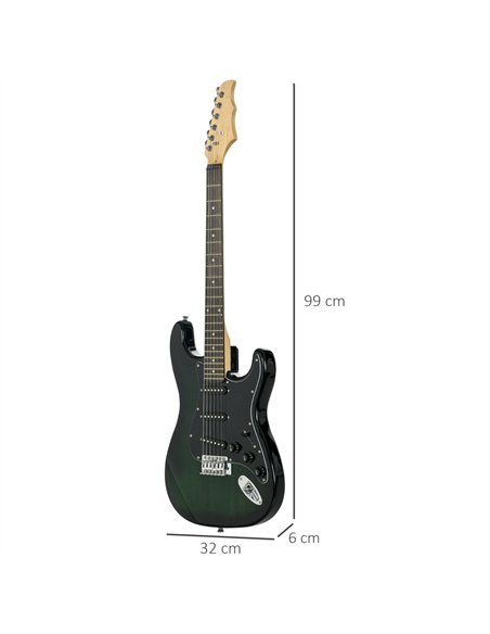 SPORTNOW Six-String Electric Guitar, with 15W Amplifier, Digital Turner, Picks, Shoulder Strap, Case Bag - Dark Green - pic 200333 | FastDaddyshop