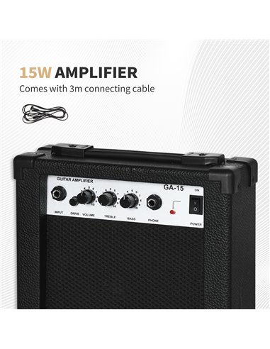 SPORTNOW Six-String Electric Guitar, with 15W Amplifier, Digital Turner, Picks, Shoulder Strap, Case Bag - Dark Green
