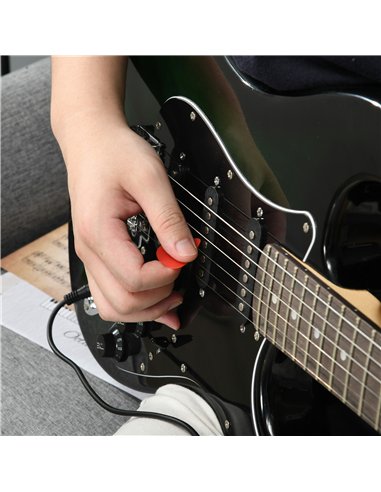 SPORTNOW Six-String Electric Guitar, with 15W Amplifier, Digital Turner, Picks, Shoulder Strap, Case Bag - Dark Green