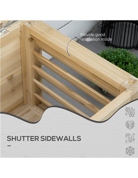Outsunny 155L Outdoor Storage Box with Metal Top and Shutter Walls, Wooden Outside Tool organiser Container, for Garden, terrace - pic 200364 | FastDaddyshop