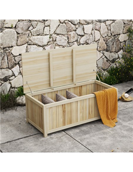 Outsunny 172 Litre Outdoor Storage Box, Wooden terrace Box Garden Storage Container, Natural - pic 200368 | FastDaddyshop