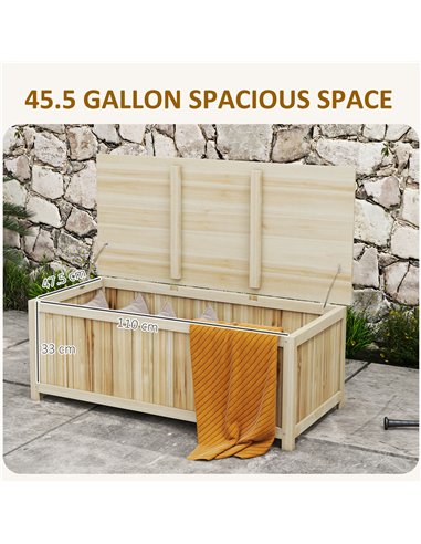 Outsunny 172 Litre Outdoor Storage Box, Wooden terrace Box Garden Storage Container, Natural