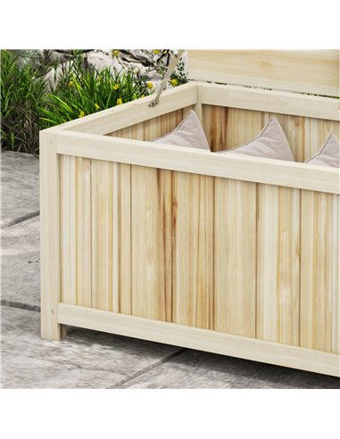 Outsunny 172 Litre Outdoor Storage Box, Wooden terrace Box Garden Storage Container, Natural