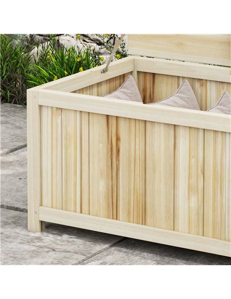Outsunny 172 Litre Outdoor Storage Box, Wooden terrace Box Garden Storage Container, Natural - pic 200373 | FastDaddyshop