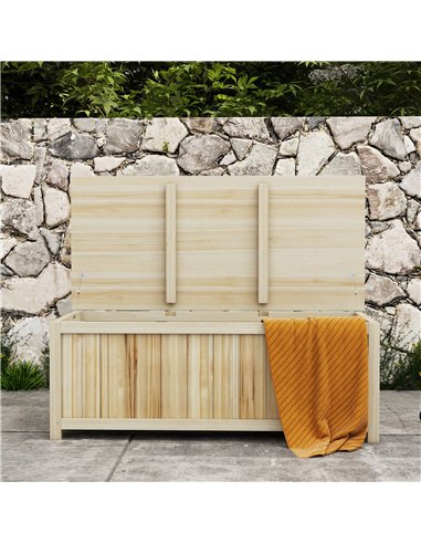 Outsunny 172 Litre Outdoor Storage Box, Wooden terrace Box Garden Storage Container, Natural