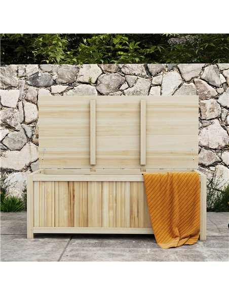 Outsunny 172 Litre Outdoor Storage Box, Wooden terrace Box Garden Storage Container, Natural - pic 200374 | FastDaddyshop