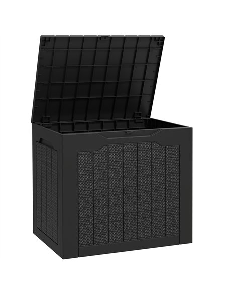 Outsunny 93L Plastic Garden Storage Box, Outdoor Storage Box with Handles, Waterproof Outdoor Storage Container, Black - pic 200376 | FastDaddyshop