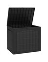 Outsunny 93L Plastic Garden Storage Box, Outdoor Storage Box with Handles, Waterproof Outdoor Storage Container, Black