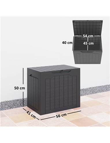 Outsunny 93L Plastic Garden Storage Box, Outdoor Storage Box with Handles, Waterproof Outdoor Storage Container, Black