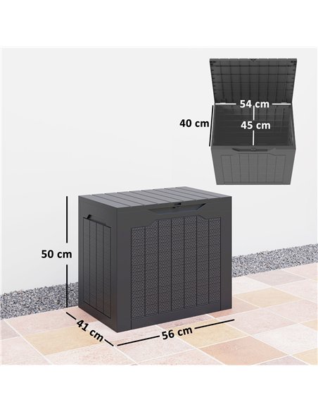 Outsunny 93L Plastic Garden Storage Box, Outdoor Storage Box with Handles, Waterproof Outdoor Storage Container, Black - pic 200378 | FastDaddyshop