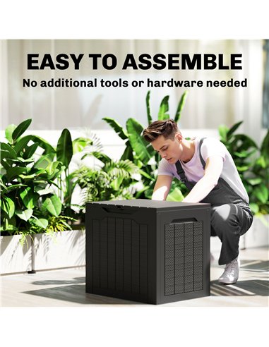 Outsunny 93L Plastic Garden Storage Box, Outdoor Storage Box with Handles, Waterproof Outdoor Storage Container, Black