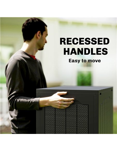 Outsunny 93L Plastic Garden Storage Box, Outdoor Storage Box with Handles, Waterproof Outdoor Storage Container, Black - pic 200380 | FastDaddyshop