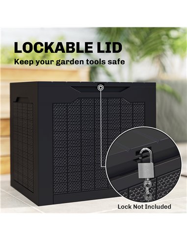 Outsunny 93L Plastic Garden Storage Box, Outdoor Storage Box with Handles, Waterproof Outdoor Storage Container, Black