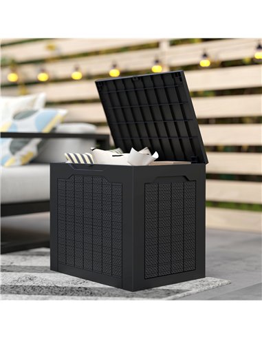 Outsunny 93L Plastic Garden Storage Box, Outdoor Storage Box with Handles, Waterproof Outdoor Storage Container, Black