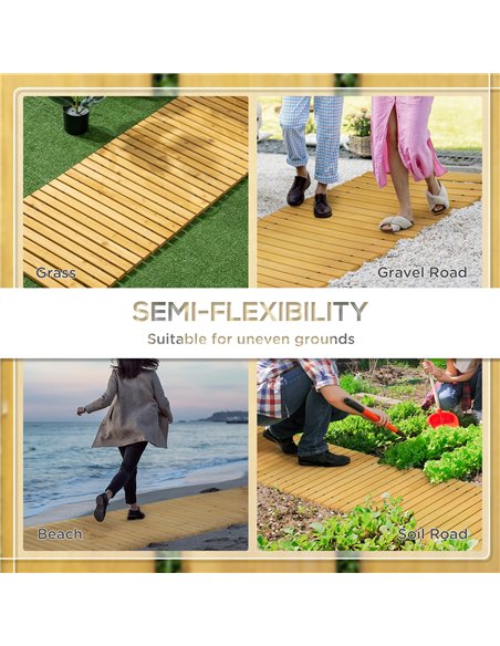Outsunny Rollable Wooden Garden Pathway Weather-Resistant Walk Way for Wedding Party Pathways 185 x 60 cm - pic 200397 | FastDaddyshop