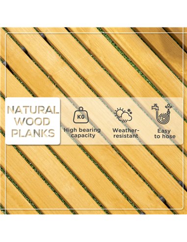 Outsunny Rollable Wooden Garden Pathway Weather-Resistant Walk Way for Wedding Party Pathways 185 x 60 cm