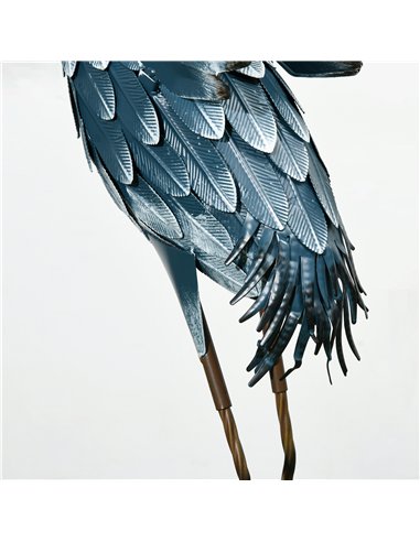 Outsunny Heron Garden Statues, Standing Garden Ornament, Metal Garden Gift with Stakes, Blue & White