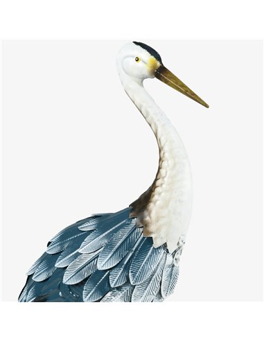 Outsunny Heron Garden Statues, Standing Garden Ornament, Metal Garden Gift with Stakes, Blue & White