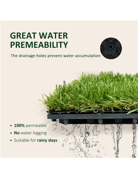Outsunny 10-Piece Artificial Grass Set, Weatherproof Turf Tiles, 25mm Pile Height, Outdoor Carpet for Garden, Balcony & Patio, 3 - pic 200416 | FastDaddyshop