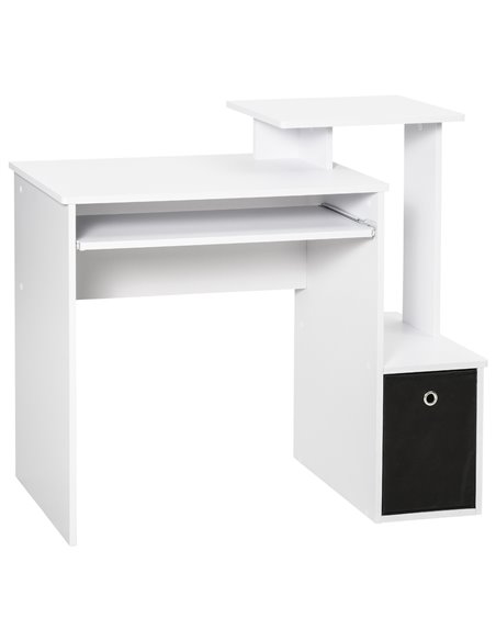 HOMCOM Computer PC Desk with Sliding Keyboard Tray Storage Drawer Shelf, White - pic 20042 | FastDaddyshop