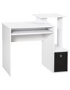 HOMCOM Computer PC Desk with Sliding Keyboard Tray Storage Drawer Shelf, White