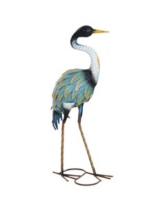 Outsunny Heron Garden Statue, Standing Garden Ornament, Metal Garden Gift with Stakes, 28 x 17 x 63 cm, Multi-Colour