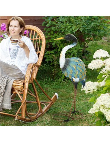 Outsunny Heron Garden Statue, Standing Garden Ornament, Metal Garden Gift with Stakes, 28 x 17 x 63 cm, Multi-Colour
