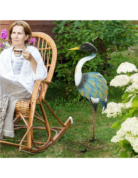 Outsunny Heron Garden Statue, Standing Garden Ornament, Metal Garden Gift with Stakes, 28 x 17 x 63 cm, Multi-Colour - pic 200427 | FastDaddyshop