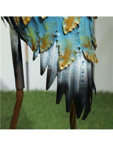 Outsunny Heron Garden Statue, Standing Garden Ornament, Metal Garden Gift with Stakes, 28 x 17 x 63 cm, Multi-Colour