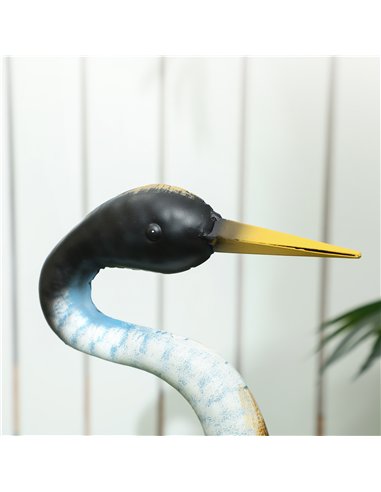 Outsunny Heron Garden Statue, Standing Garden Ornament, Metal Garden Gift with Stakes, 28 x 17 x 63 cm, Multi-Colour