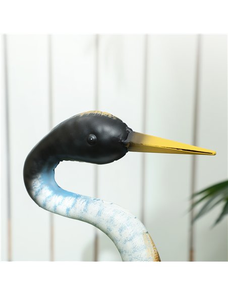 Outsunny Heron Garden Statue, Standing Garden Ornament, Metal Garden Gift with Stakes, 28 x 17 x 63 cm, Multi-Colour - pic 200429 | FastDaddyshop