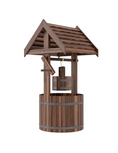 Outsunny Wood Wishing Well for Outside with Hanging Bucket, Wishing Well Planter with Drain Hole for Garden Patio, Carbonized