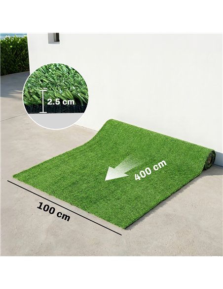 Outsunny Artificial Grass Turf Low Maintenance Realistic Lawn Pet Turf with Drain Holes for Garden 1m x 4m Green - pic 200441 | FastDaddyshop
