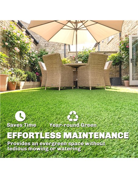 Outsunny Artificial Grass Turf Low Maintenance Realistic Lawn Pet Turf with Drain Holes for Garden 1m x 4m Green - pic 200443 | FastDaddyshop