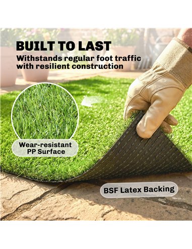 Outsunny Artificial Grass Turf Low Maintenance Realistic Lawn Pet Turf with Drain Holes for Garden 1m x 4m Green