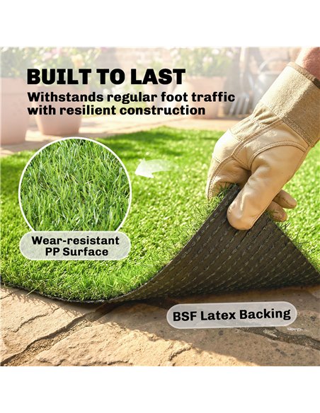 Outsunny Artificial Grass Turf Low Maintenance Realistic Lawn Pet Turf with Drain Holes for Garden 1m x 4m Green - pic 200444 | FastDaddyshop