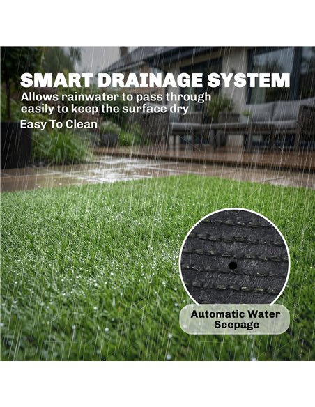 Outsunny Artificial Grass Turf Low Maintenance Realistic Lawn Pet Turf with Drain Holes for Garden 1m x 4m Green - pic 200445 | FastDaddyshop