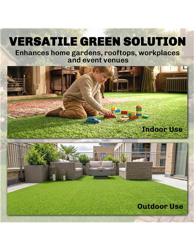 Outsunny Artificial Grass Turf Low Maintenance Realistic Lawn Pet Turf with Drain Holes for Garden 1m x 4m Green