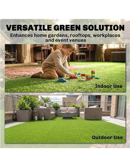 Outsunny Artificial Grass Turf Low Maintenance Realistic Lawn Pet Turf with Drain Holes for Garden 1m x 4m Green - pic 200446 | FastDaddyshop