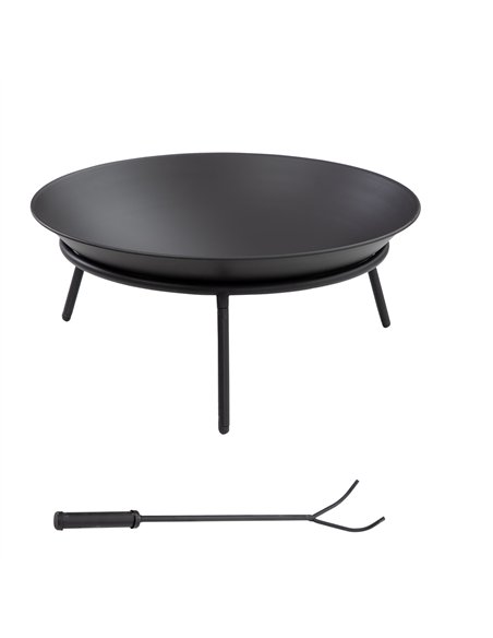 Outsunny Outdoor Fire Pit, Portable Round Firepit with Poker, for Garden, Camping, Bonfire, Picnic, Dia. 47 x 21 cm, Black - pic 200448 | FastDaddyshop