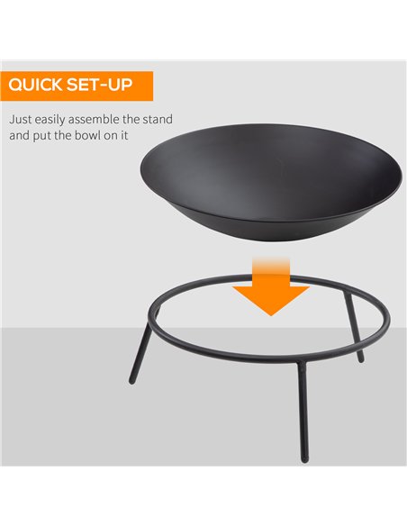 Outsunny Outdoor Fire Pit, Portable Round Firepit with Poker, for Garden, Camping, Bonfire, Picnic, Dia. 47 x 21 cm, Black - pic 200453 | FastDaddyshop