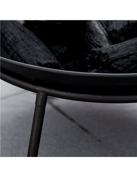 Outsunny Outdoor Fire Pit, Portable Round Firepit with Poker, for Garden, Camping, Bonfire, Picnic, Dia. 47 x 21 cm, Black - pic 200455 | FastDaddyshop