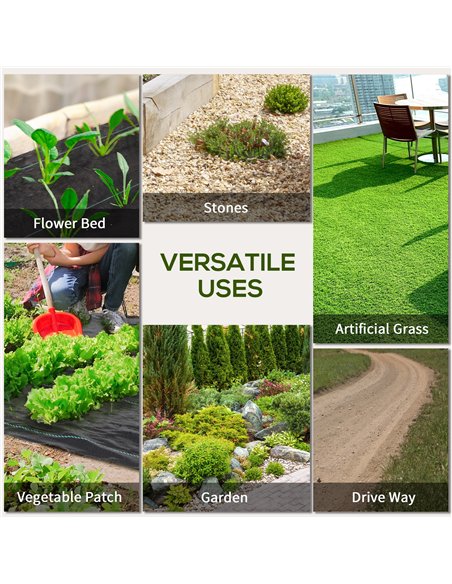 Outsunny 2m x 100m Heavy Duty Weed Control Membrane, Weed Membrane for Landscaping Driveway Gravel Artificial Grass Lawn Underla - pic 200481 | FastDaddyshop