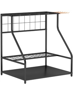 Outsunny Garden Tool Storage Rack, 3-Tier Garden Tool Rack with 11 Hooks for Long-Handled, Broom, Shovel, Rake, Holds 20 Tools