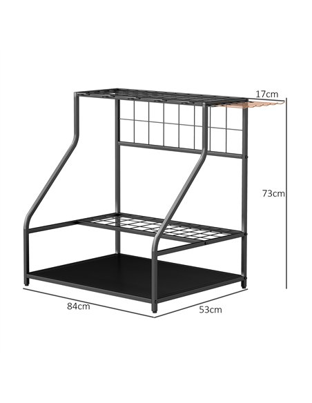 Outsunny Garden Tool Storage Rack, 3-Tier Garden Tool Rack with 11 Hooks for Long-Handled, Broom, Shovel, Rake, Holds 20 Tools - pic 200486 | FastDaddyshop