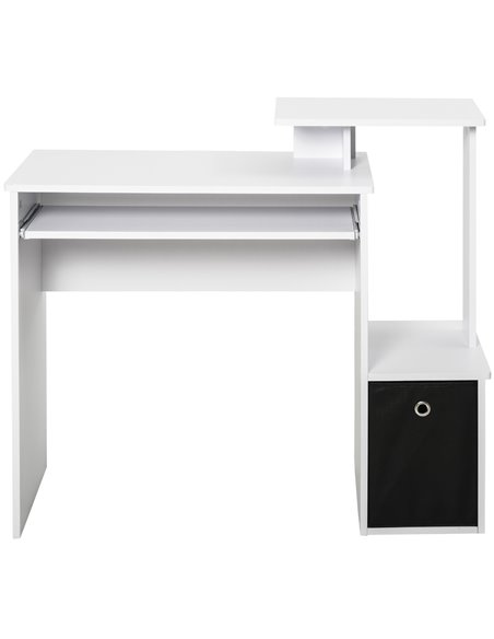 HOMCOM Compact Small Computer PC Desk with Sliding Keyboard Tray Storage Drawer Shelf Home Office Workstation Gaming Study White - pic 20049 | FastDaddyshop